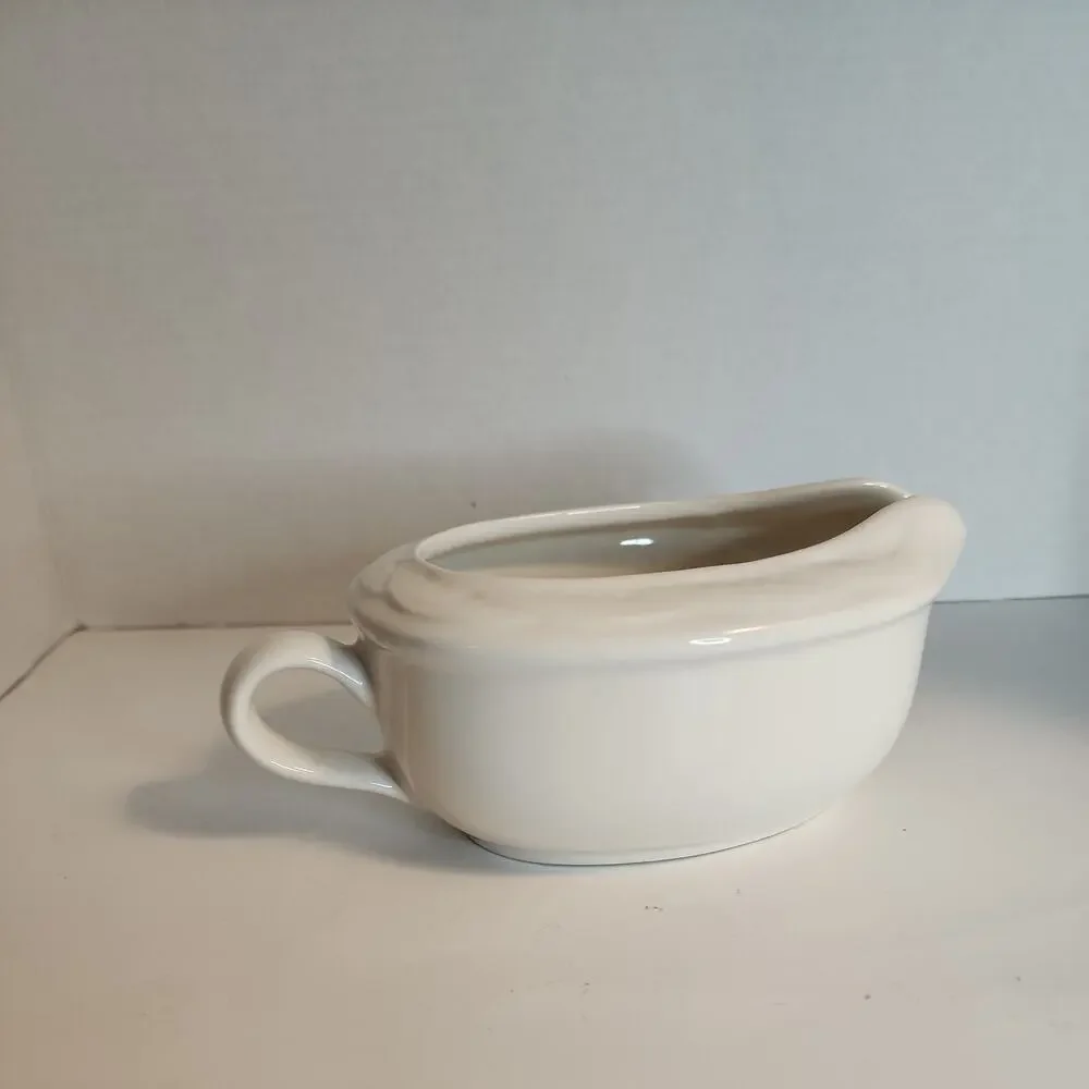 Pfaltzgraff SAUCE GRAVY BOAT Acadia White / Off White Woven Pattern Stoneware